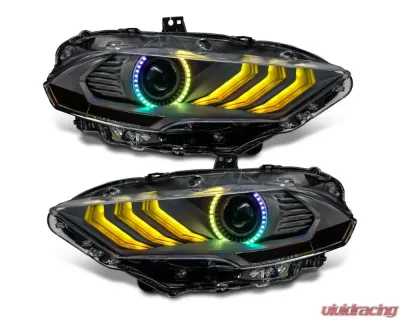 ORACLE Lighting "Black Series" Dynamic ColorSHIFT LED Headlights w/ Sequential Turn Signal Ford Mustang 2018-2023 - 8204-332