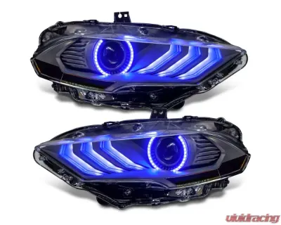 ORACLE Lighting "Black Series" Dynamic ColorSHIFT LED Headlights w/ Sequential Turn Signal Ford Mustang 2018-2023 - 8204-332