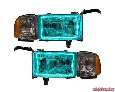 Oracle Lighting Pre-Assembled Halo Headlights ColorSHIFT w/ Simple Controller SMD HL Dodge Ram 1500 | 2500 | 3500 1994-2002 - 8167-504