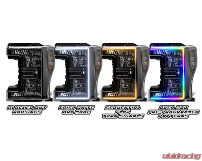 Oracle Lighting Dynamic ColorSHIFT Pre-Assembled Headlights Black Edition Ford F-250 | 350 Super Duty 2017-2019 - 8203-332