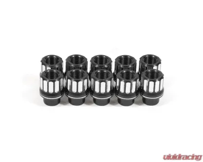 BMR Suspension Black Anodized Set of 10, 1/2-20 RH, Shank, 12-Pt, Aluminum Lug Nut Kit Ford Mustang 1979-2014 | Shelby GT500 2007-2014 - LNK003