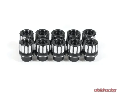 BMR Suspension Black Anodized Set of 10, 5/8-18 RH, Flange, 12-Pt, Aluminum, Lug Nut Kit Ford | Chevrolet | Pontiac | Cadillac | Dodge 1979-2024 - LNK007