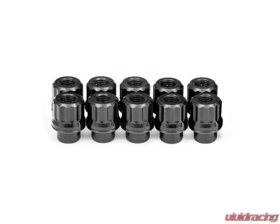 BMR Suspension Black Anodized Set of 10, 12mm x 1.50 RH, Shank, 12-Pt, Aluminum, Lug Nut Kit Chevrolet | Pontiac 1993-2019 - LNK022