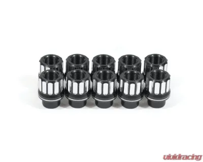 BMR Suspension Black Anodized Set of 10, 14mm x 1.50 RH, Shank, 12-Pt, Aluminum, Lug Nut Kit Chevrolet | Pontiac | Ford 2008-2024 - LNK024