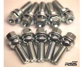 RSS Set of 10 Silver Zinc Coated Extended Lug Bolts