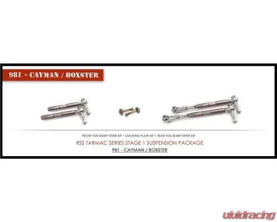 RSS Tarmac Stage 1 Suspension Front & Rear Toe | Bump Steer Kit | Rear Toe Lock Out Plates Porsche 986 | 987 Boxster | Cayman - TS-1-BC