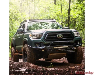 Southern Style Offroad Powdercoated Black Plain Tube Front Bumper with Bull Bar Toyota Tacoma 2016-2023 - SSO-FBR-03-22