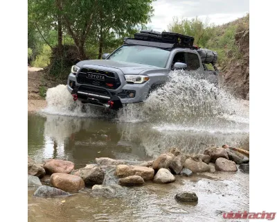Southern Style Offroad Powdercoated Black 30" Baja Design S8 Cutout Slimline Front Bumper with Bull Bar Toyota Tacoma 2016-2023 - SSO-FBR-03-48