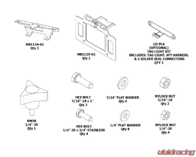 Motobilt License Plate Relocator/Light Mount Jeep Wrangler 1986-2006 - MB1134