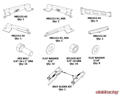 Motobilt Adjustable Front PRP Seat Mounts Jeep Wrangler 2018-2021 - MB2152