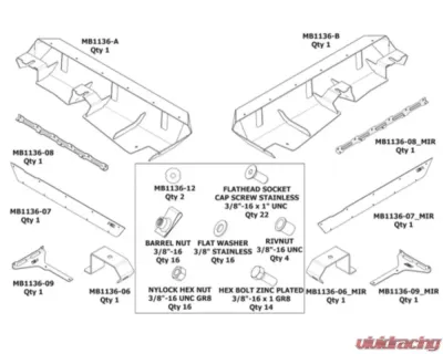 Motobilt Rocker Guards w/ Boat Side Steps Jeep Wrangler TJ - MB1136