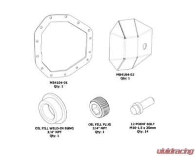 Motobilt DIY Heavy Differential Cover 14 Bolt Axle Ford M275 Superduty 2017-2021 - MB4104-DIY