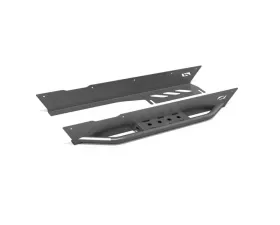 Motobilt Rocker Guards w/ Stock Flares and Tube Step Bare Steel Jeep Wrangler TJ 1997-2006
