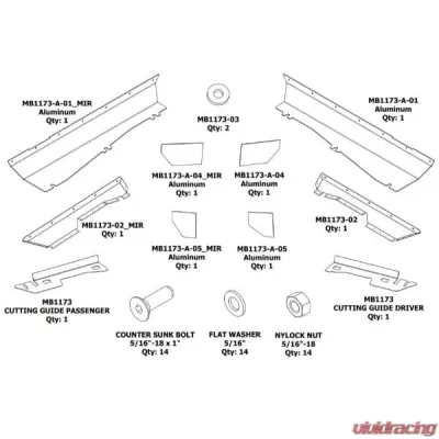Motobilt Aluminium Boat Side Rocker Guards Jeep Wrangler YJ - MB1173-A