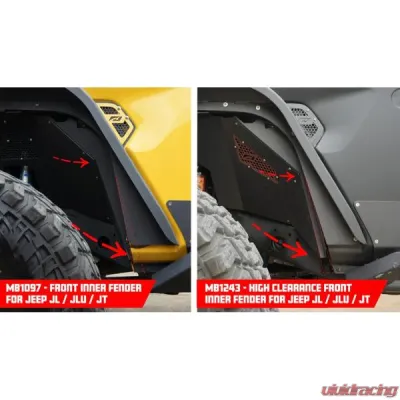 Motobilt High Clearance Front Inner Fender Jeep Wrangler JL/JLU | Gladiator JT - MB1243