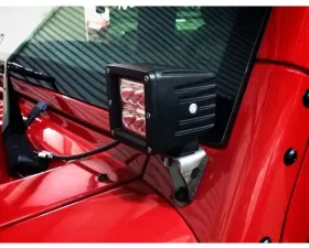 Motobilt A-Pillar LED Light Mount Kit Raw Steel Jeep Wrangler JK/JKU
