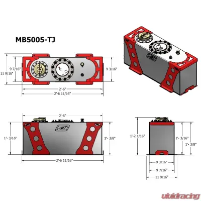 Motobilt 15 Gallon Fuel Cell Only w/ Clamping Ring Fuel Pump Jeep TJ/LJ - MB5005-TJ-MB5007