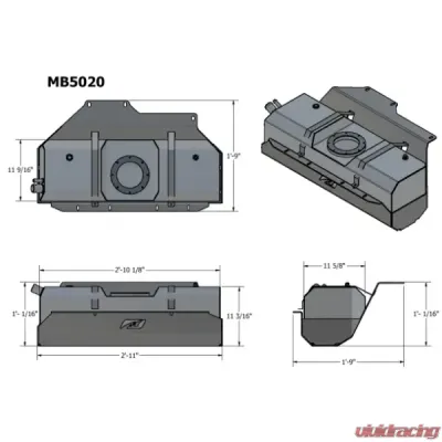 Motobilt Stretch Underbody Fuel Cell w/ Pigtail Adapter Jeep TJ/LJ 1997-2006 - MB5020-MB5057