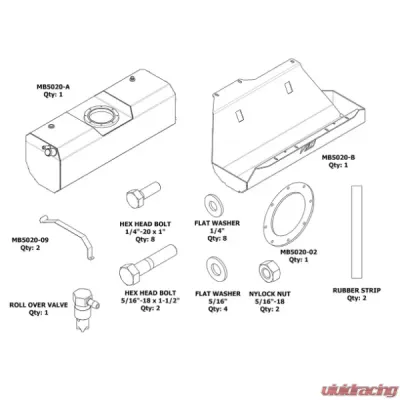 Motobilt Stretch Underbody Fuel Cell w/ Pigtail Adapter Jeep TJ/LJ 1997-2006 - MB5020-MB5057
