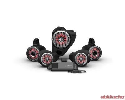 Rockford Fosgate Ride Command 3-Way Interface 1500 Watt Front Color Optic Speaker Subwoofer & Rear Horn Speaker Kit Polaris RZR 2014+ - RZR14RC-STG6