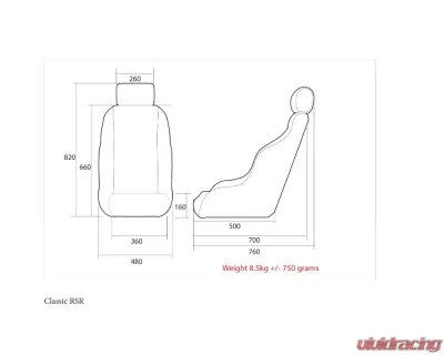 Cobra Black Leather Classic RSR (70s Porsche Style) w/ Headrest - C CRSR-L-BK