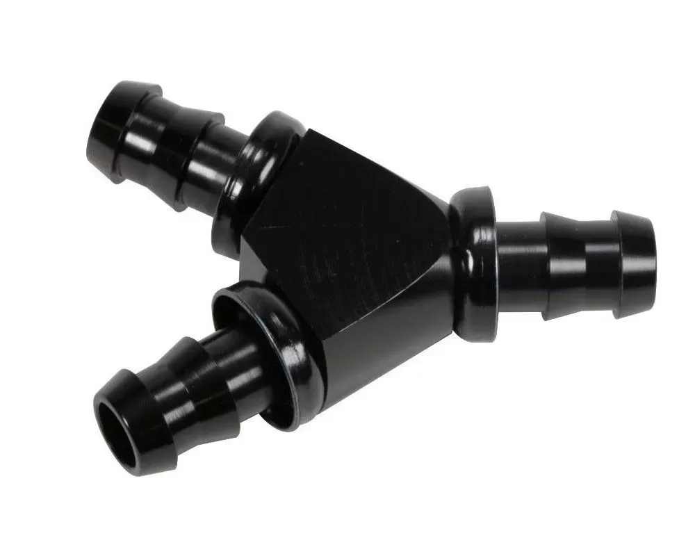 Fleece Performance 1/2 Inch Black Anodized Aluminum Y Barbed Fitting (For -8 Pushlock Hose) - FPE-FIT-Y08-BLK