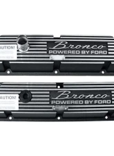 Scott Drake Aluminum Valve Covers Black with Bronco Powered by Ford Logo Ford Bronco 1966-1977                                     - 6A582-B - Image 2