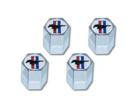 Scott Drake Tri-bar logo valve cap set 4 Ford Mustang 1964-2022