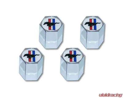 Scott Drake Tri-bar logo valve cap set 4 Ford Mustang 1964-2022 - ACC-5033270