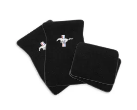 Scott Drake Embroidered Carpet Floor Mats Running Pony Logo Black Ford Mustang 1964-1973