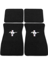 Scott Drake Embroidered Carpet Floor Mats Running Pony Logo Black Ford Mustang 1964-1973                                     - ACC-FM-EMB-BK - Image 2