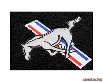 Scott Drake Embroidered Carpet Floor Mats Running Pony Logo Black Ford Mustang 1964-1973 - ACC-FM-EMB-BK
