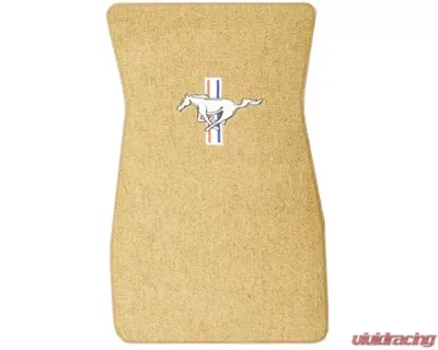 Scott Drake Embroidered Carpet Floor Mats Saddle Ford Mustang 1964-1973 - ACC-FM-EMB-SA