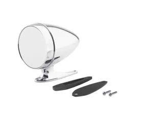Scott Drake Chrome Bullet Mirror with Long Base and Standard Glass Driver Side Ford Mustang 1965-1968