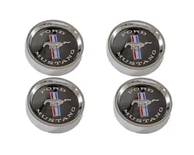 Scott Drake Styled Steel Hubcaps Black Background Ford Mustang 1965-1966