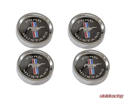 Scott Drake Styled Steel Hubcaps Black Background Ford Mustang 1965-1966 - C5ZZ-1130-WB