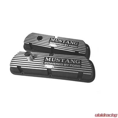 Scott Drake Block Letters Black Valve Covers Ford Mustang 1964-1973 - C5ZZ-6A582-A-B