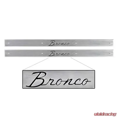 Scott Drake Door Sill Plates with Bronco Logo Billet Aluminum Pair Ford Bronco 1966-1977 - C6TZ-6513208-B