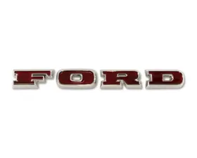 Scott Drake Ford Grill Letters Chrome with Red Inlay Ford Bronco 1967-1977