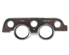 Scott Drake Instrument Bezel with metal-backed woodgrain vinyl inserts Ford Mustang 1968