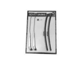 Scott Drake Winshield Wiper Arm and Blade Kit Polished Stainless Steel Ford Mustang 1966-1968