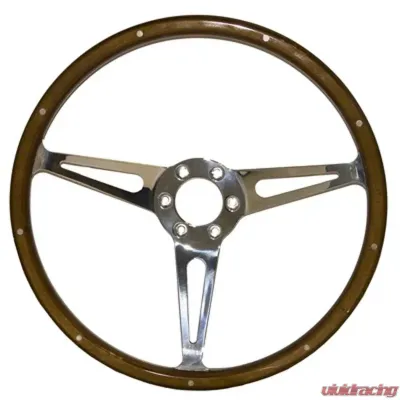 Scott Drake GT350 Style Genuine Wood & Aluminum 15" 6 Hole Steering Wheel Ford Mustang 1965-1973 - S1MS-3600-WG-6