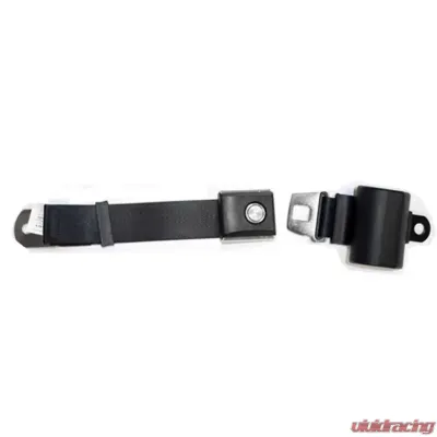 Scott Drake Black Retractable Seat Belt with Starburst Pushbutton Buckle Ford Mustang 1965-1973 - SB-BK-65-PBSB