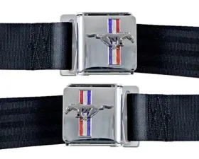 Scott Drake Seat Belt Set with Mustang Emblem