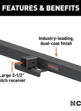 Curt 2 1/2" No Side Plates 44" Universal Weld-On Hitch Center Section Receiver                                     - 15921 - Image 3