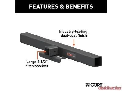 Curt 2 1/2" No Side Plates 44" Universal Weld-On Hitch Center Section Receiver - 15921