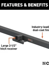Curt 2 1/2" No Side Plates 62" Universal Weld-On Hitch Center Section Receiver                                     - 15922 - Image 2