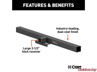 Curt 2 1/2" No Side Plates 62" Universal Weld-On Hitch Center Section Receiver - 15922