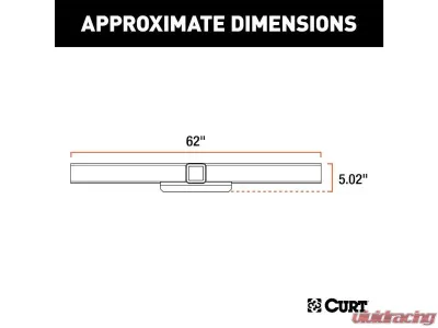 Curt 2 1/2" No Side Plates 62" Universal Weld-On Hitch Center Section Receiver - 15922