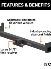Curt 2-1/2" Up To 62" Frames 9" Drop Universal Weld-On Trailer Hitch Receiver                                     - 15925 - Image 3